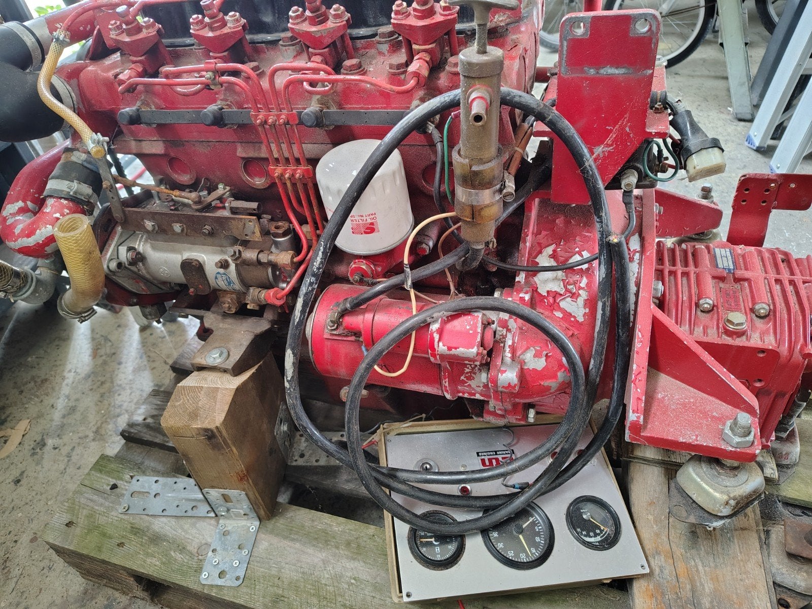 Gebruikte scheepsmotor met keerkoppeling en bediening, Ophalen, Gebruikt, Dieselmotor