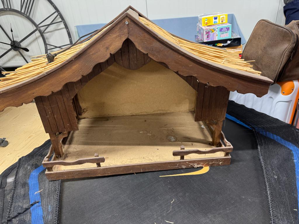 Vintage Kerststal Houten Kribbe met Stro Dakje, Ophalen, Gebruikt, Overige typen, Christendom | Katholiek