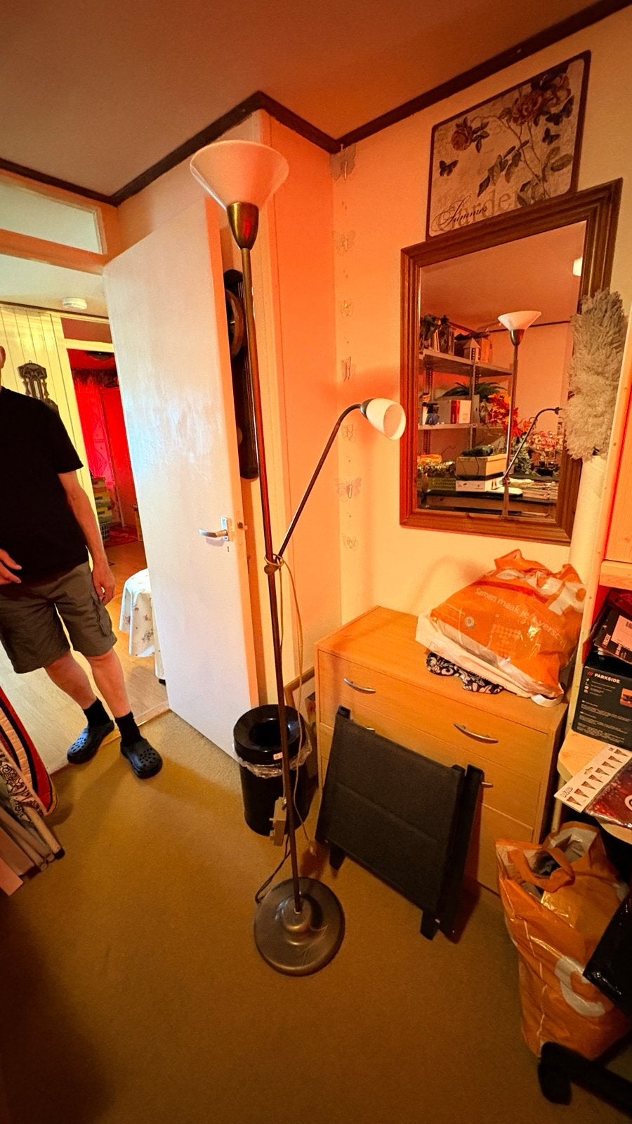Mooie staande lamp met leeslampje, Ophalen, Gebruikt, Metaal, 150 tot 200 cm