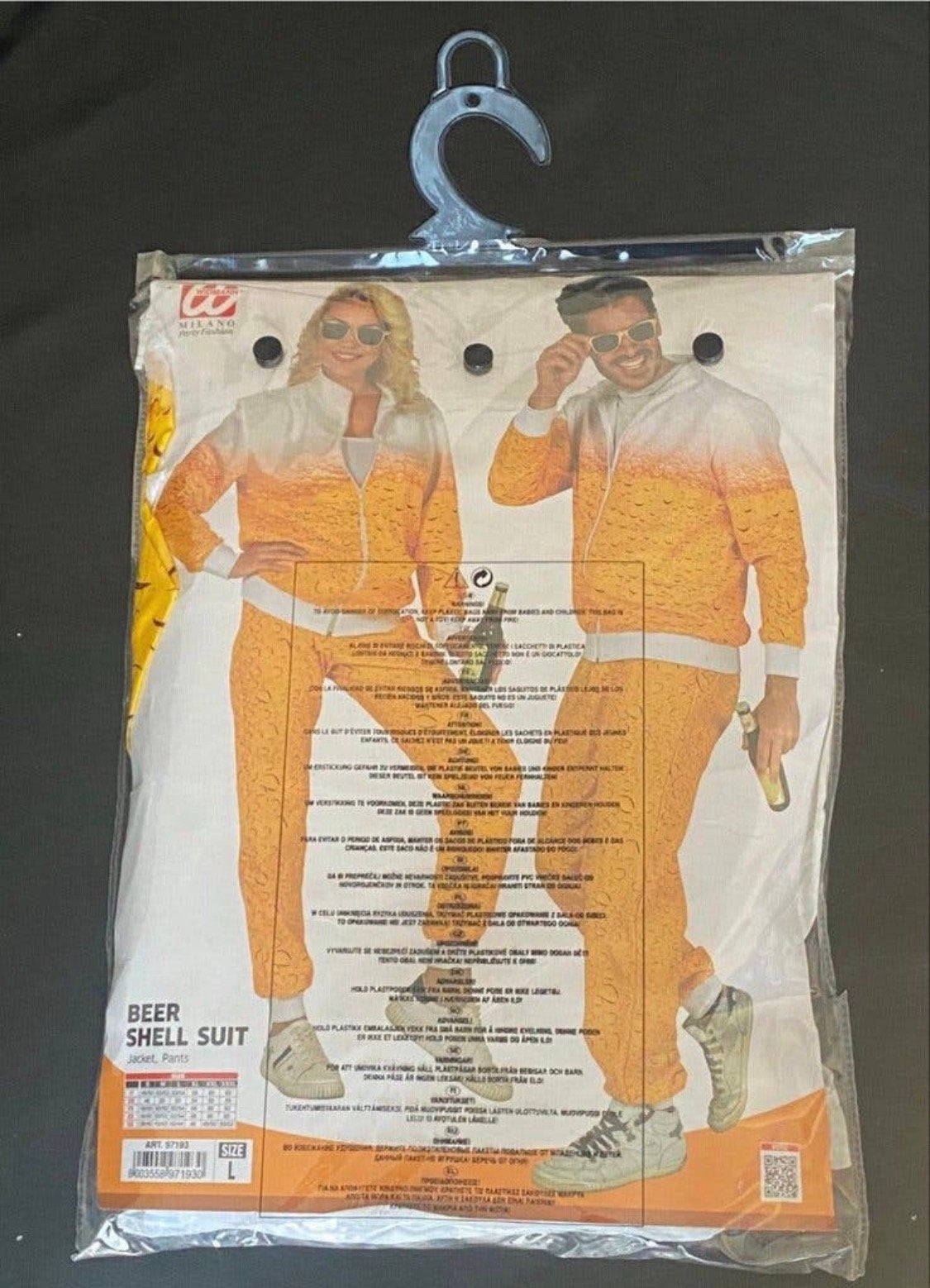 Widmann Milano Party Fashion trainingspak met bierprint, Maat 52/54 (L), Carnaval, Nieuw, Ophalen of Verzenden