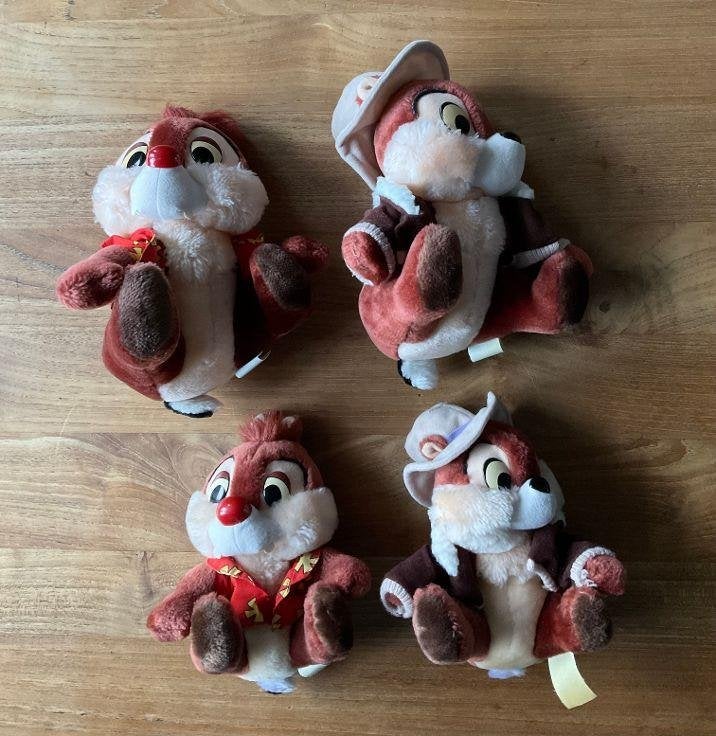 Disney knuffels vintage knabbel en babbel 4 x klein + groot, Ophalen of Verzenden, Overige figuren, Zo goed als nieuw, Knuffel