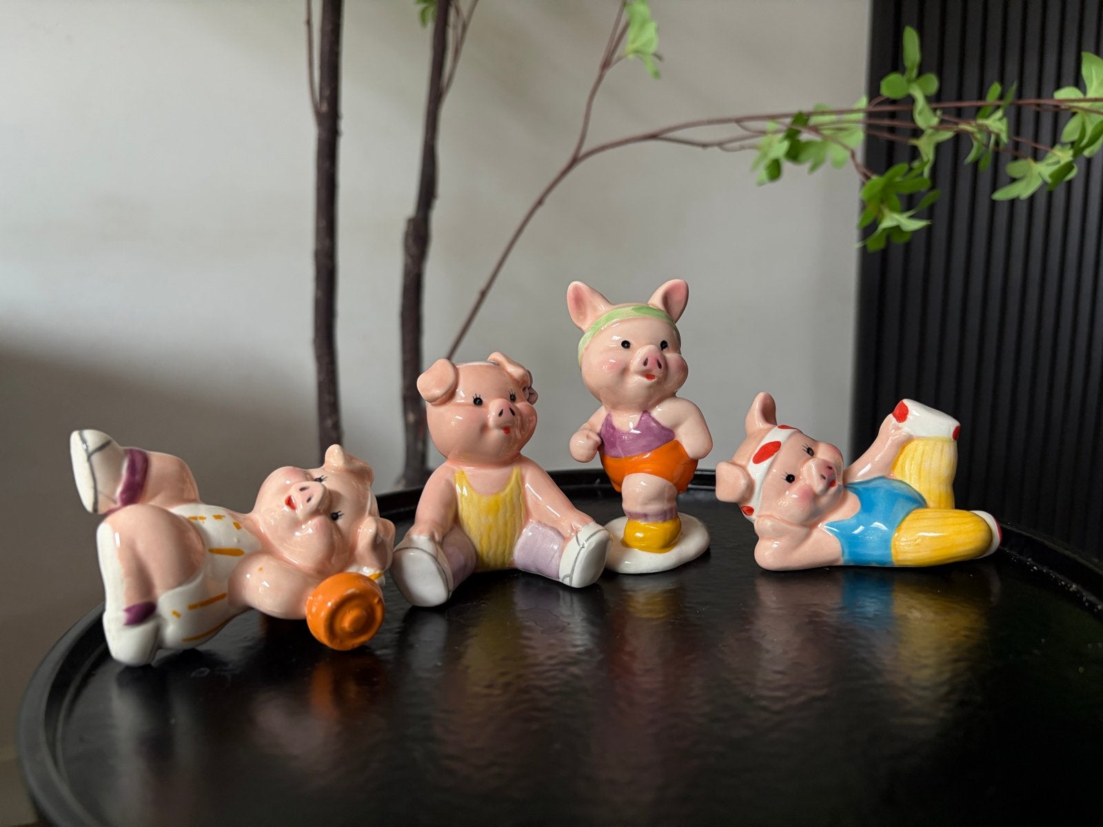Set van 4 vintage schattige varkentjes beeldjes, Ophalen of Verzenden, Zo goed als nieuw