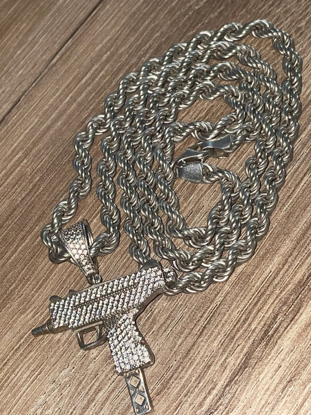 ketting met hanger (925), Met strass, Ophalen of Verzenden, Zo goed als nieuw, Zilver