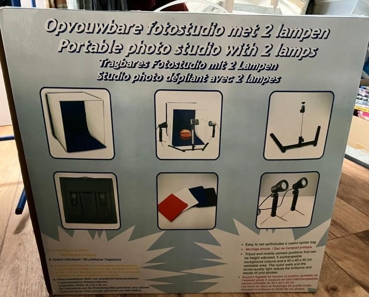 Opvouwbare fotostudio met 2 lampen - Nieuw, Audio, Tv en Foto, Ophalen, Nieuw, Inclusief draagtas, Complete fotostudio