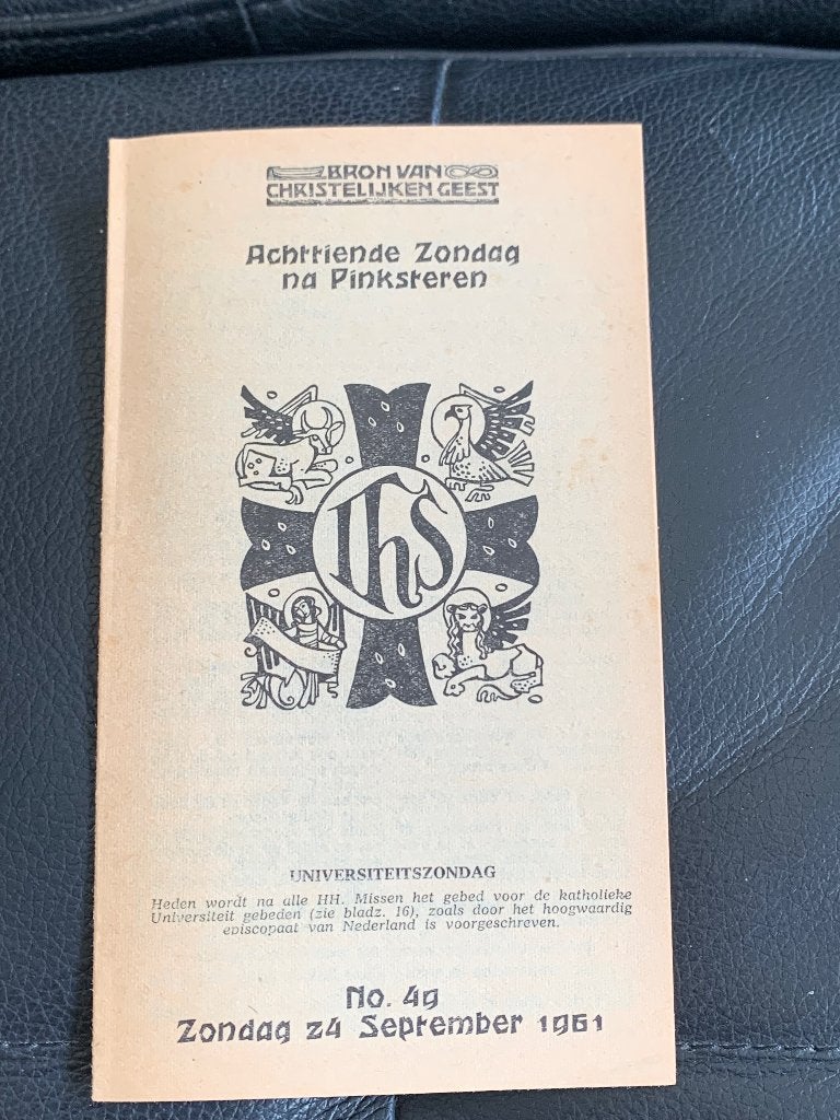 Universiteitszondag boekje IHS, Verzamelen, Bidprentjes en Rouwkaarten, Ophalen of Verzenden