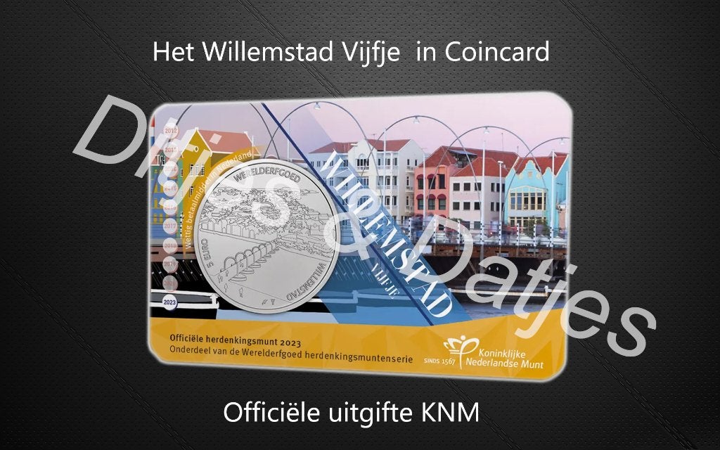 Willemstad Vijfje in coincard KNM, Ophalen of Verzenden, Koningin Beatrix, Euro's