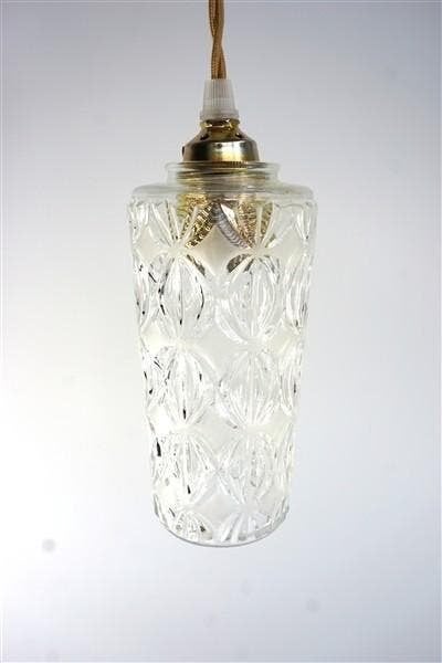 Vintage lampenkapje helder glas, Huis en Inrichting, Lampen | Lampenkappen, Rond, Ophalen of Verzenden, Zo goed als nieuw, Nvt