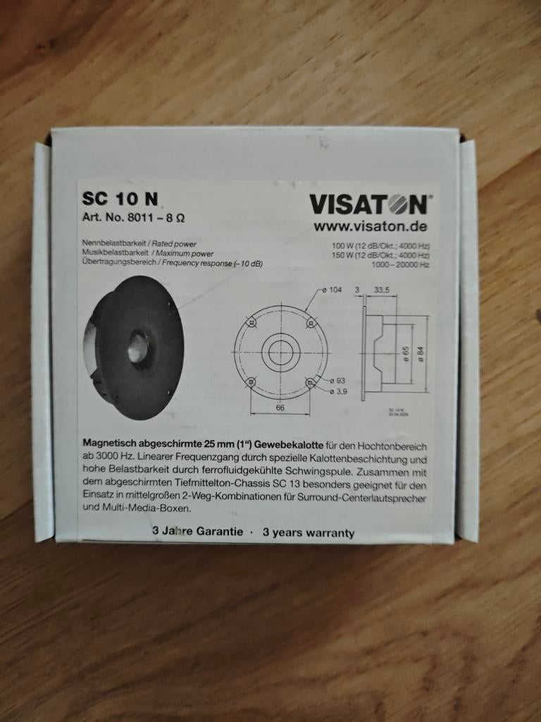 Nieuwe Visaton SC 10 N Tweeter, Audio, Tv en Foto, Overige merken, Overige typen, Nieuw, Ophalen of Verzenden