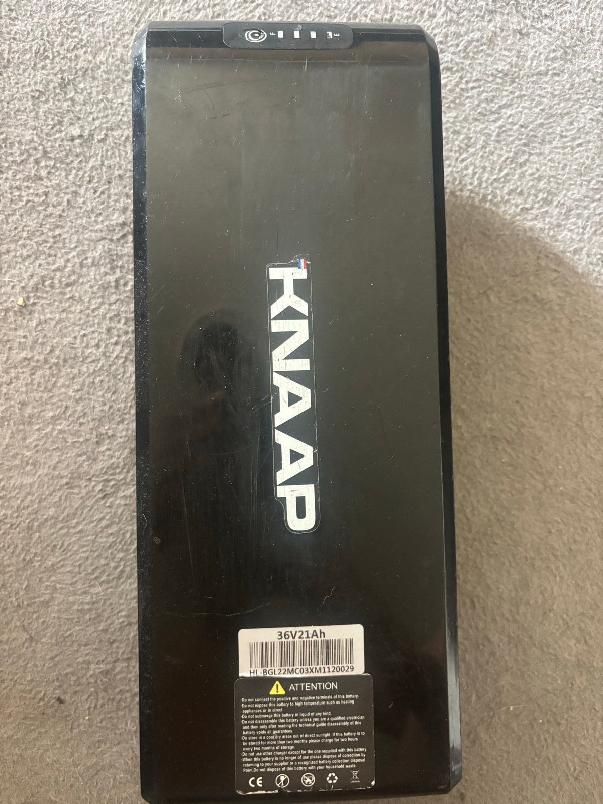 Knaap fietsaccu 36V 21Ah, Gebruikt