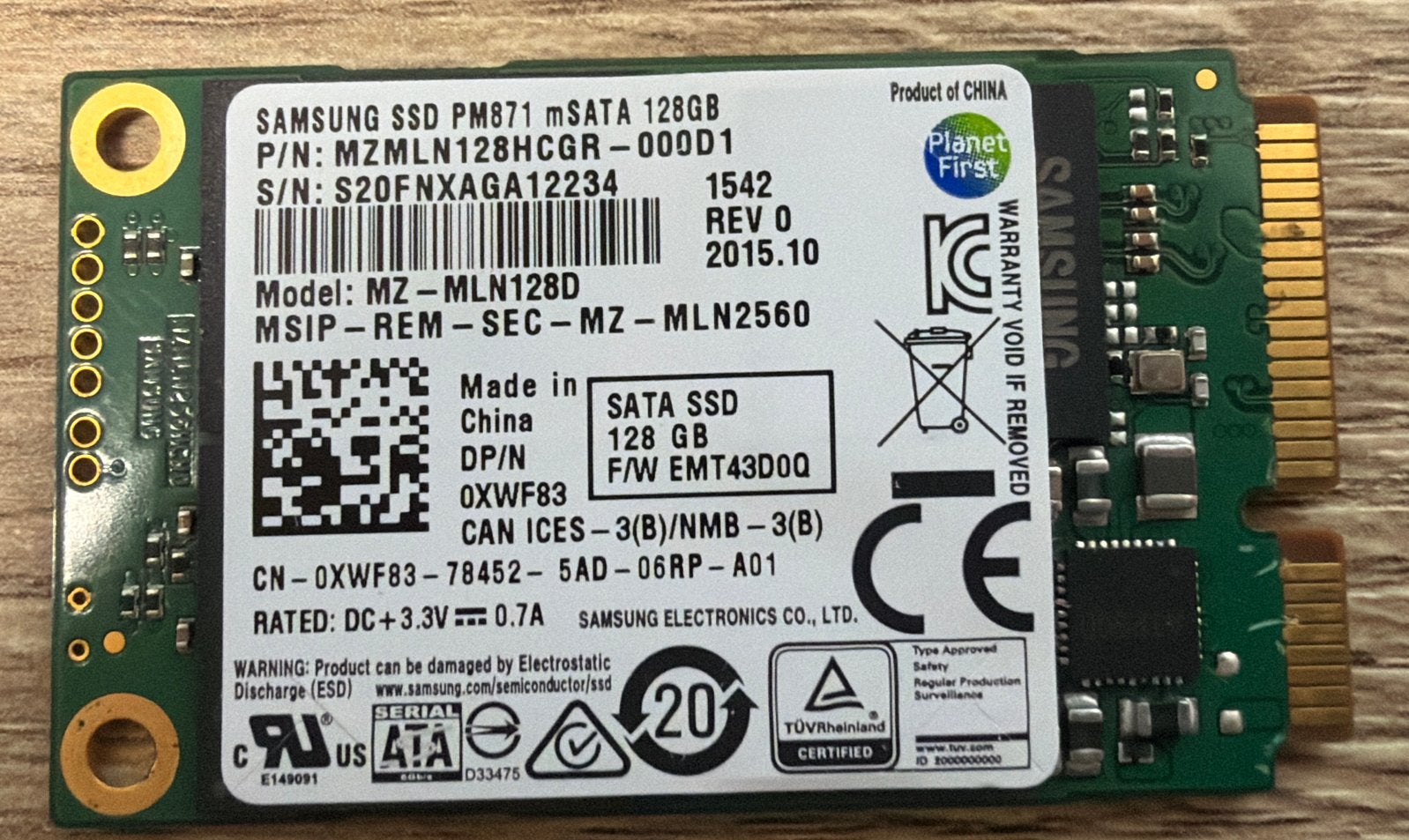 Samsung PM871 mSATA SSD 128GB - Snelle opslag, Computers en Software, Intern, Gebruikt, Ophalen of Verzenden, Laptop