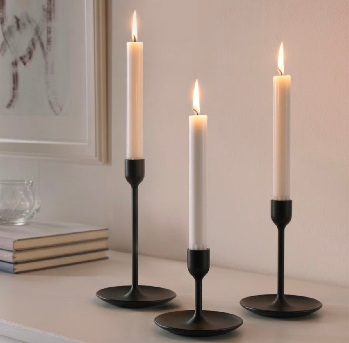 IKEA FULLTALIG kandelaar set van 3, zwart, Huis en Inrichting, Woonaccessoires | Kandelaars en Kaarsen, Ophalen, Zwart, Kandelaar