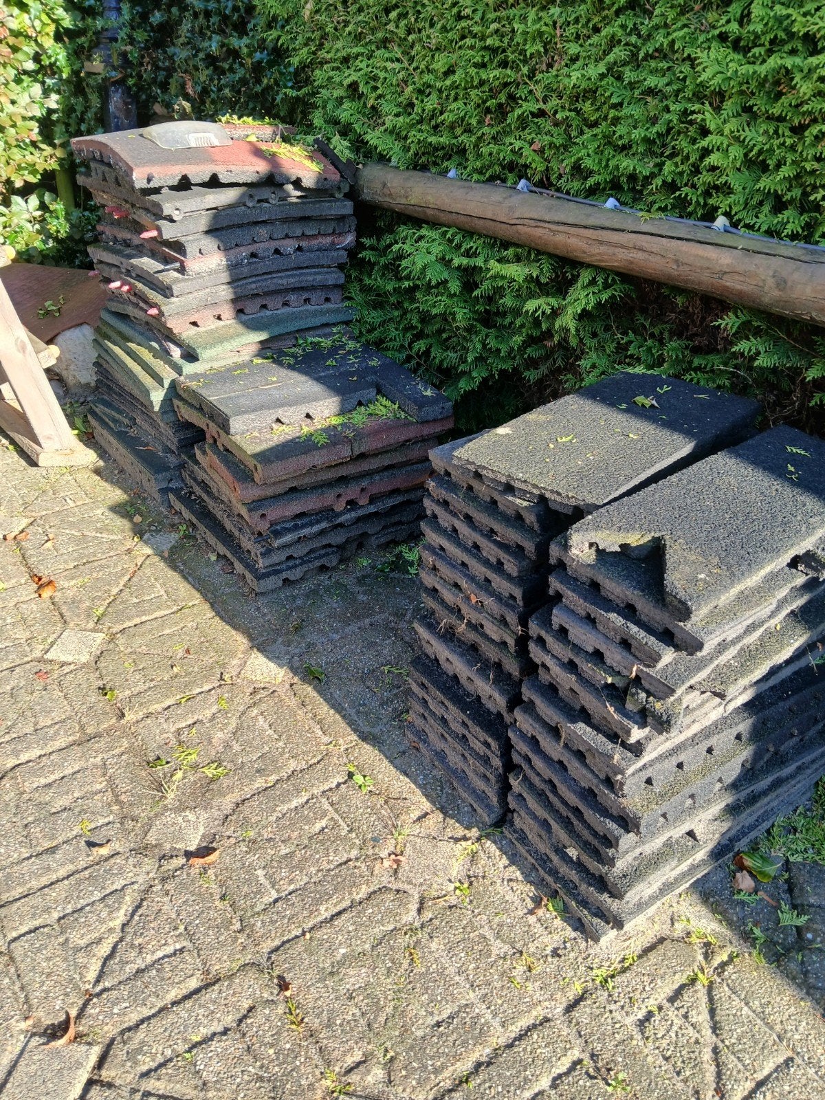 Rubberen aangesneden tegels of staltegels, Tuin en Terras, Ophalen, Gebruikt, Overige typen, Rubber