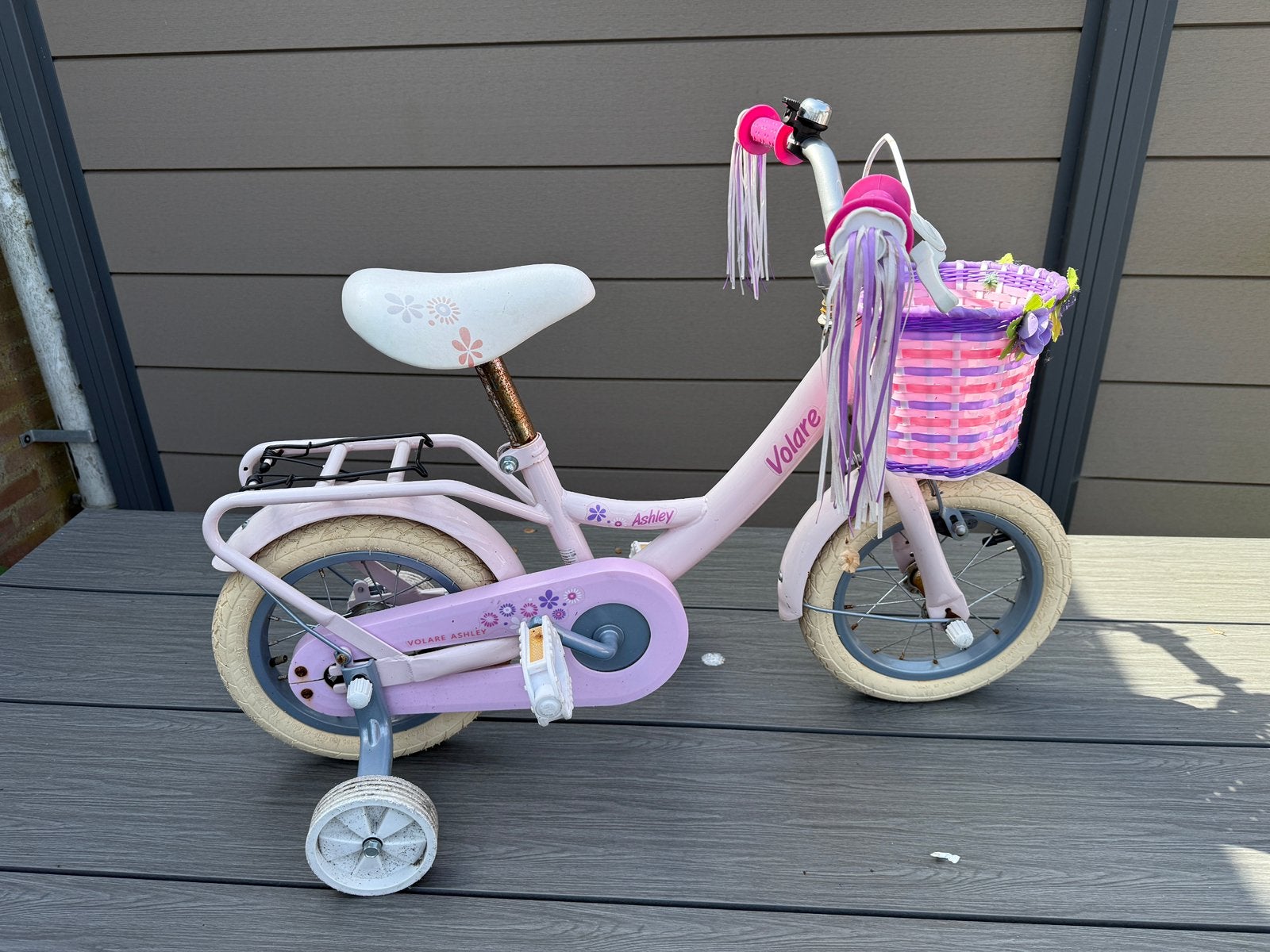 Leuk roze  12” kinderfietsje met zijwieltjes Volare, Ophalen, Terugtraprem, Zijwieltjes, Gebruikt