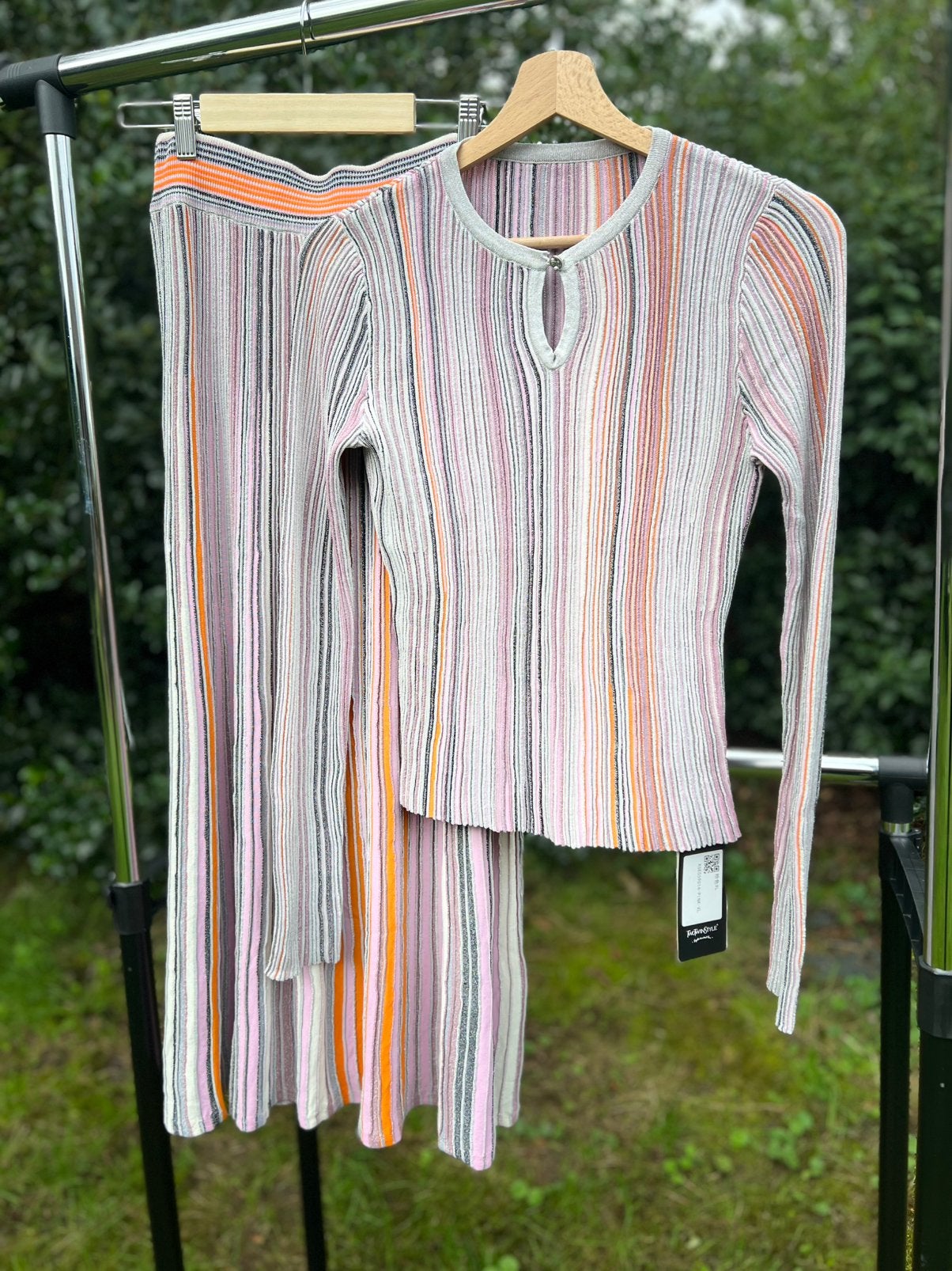Dames veelkleurige geribbelde top met lange gestreepte rok, Kleding | Dames, Meerkleurig, Maat 46/48 (XL) of groter, Nieuw, Ophalen of Verzenden