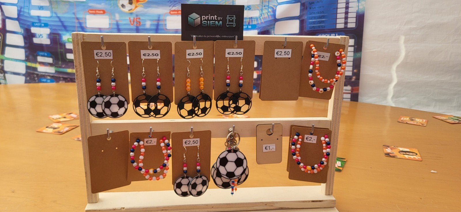 WK Voetbal Oorbellen, Armbandjes en Sleutelhangers, Overige materialen, Hangers, Zwart, Nieuw