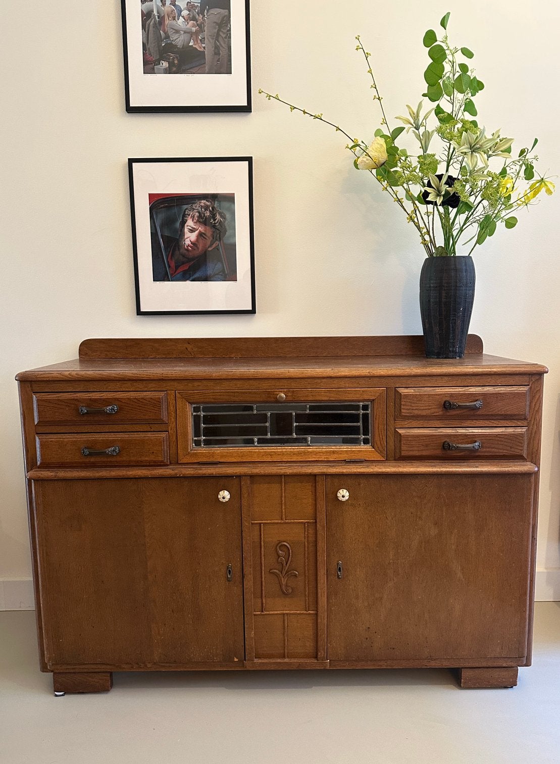 Vintage Art Deco dressoir/commode, Huis en Inrichting, Kasten | Dressoirs, Ophalen, Zo goed als nieuw, 25 tot 50 cm, Glas