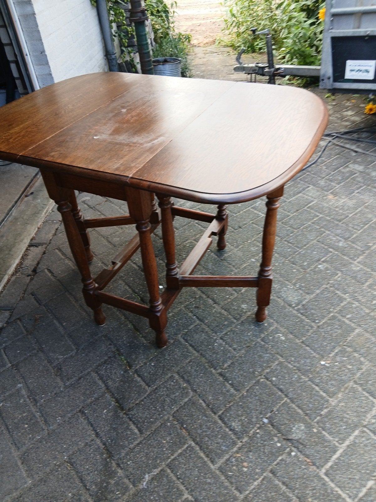 Antieke Gateleg Tafel - Opklapbaar Eikenhout, Antiek en Kunst, Ophalen of Verzenden