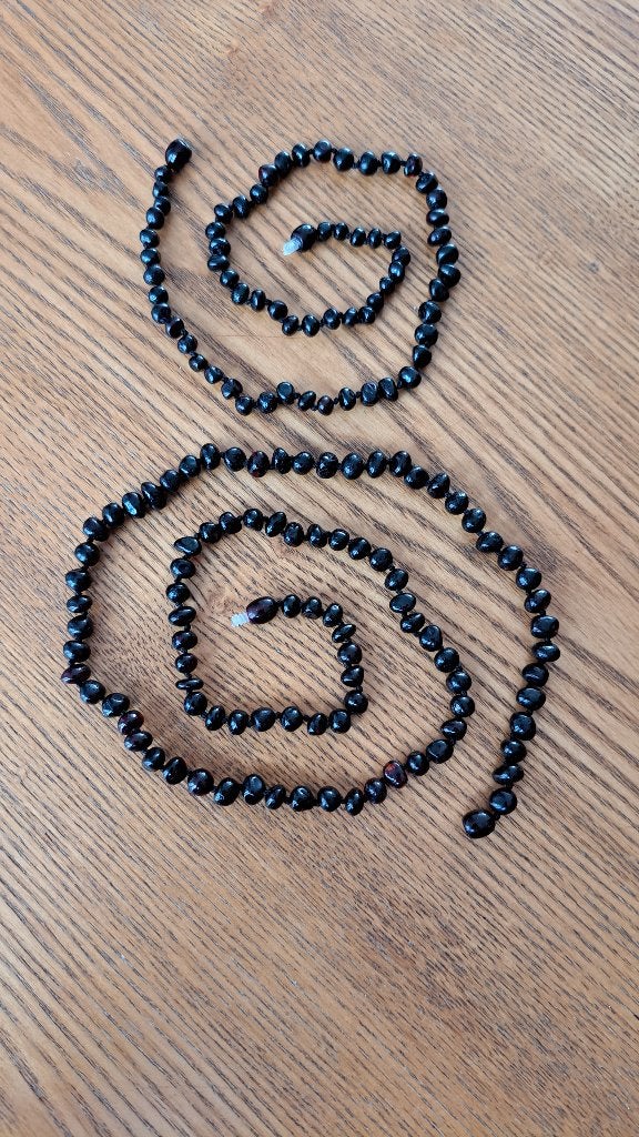 2x Barnsteen ketting van 40 en 60 cm, Sieraden, Tassen en Uiterlijk, Kettingen, Ophalen of Verzenden, Zo goed als nieuw, Zwart