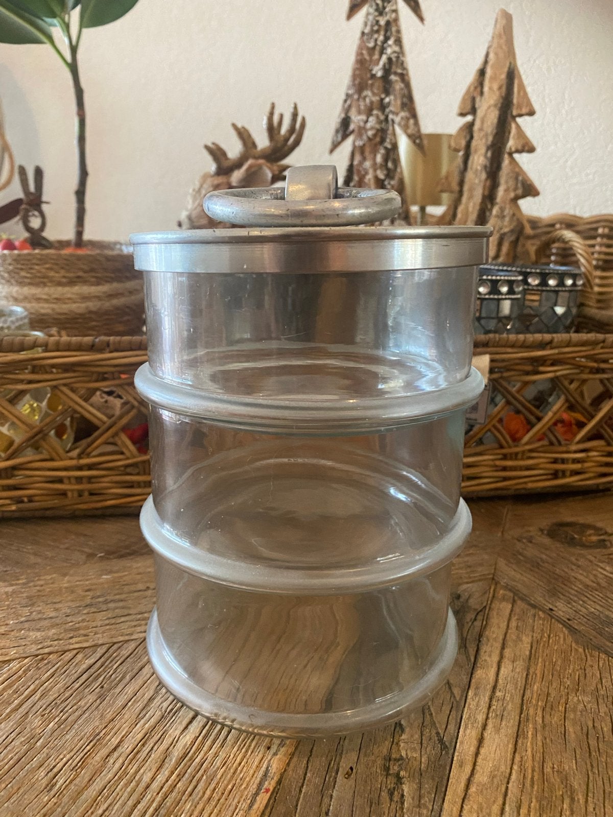 Riviera Maison glazen voorraadpot met metalen deksel, Ophalen of Verzenden, Glas, Zilver, Landelijk