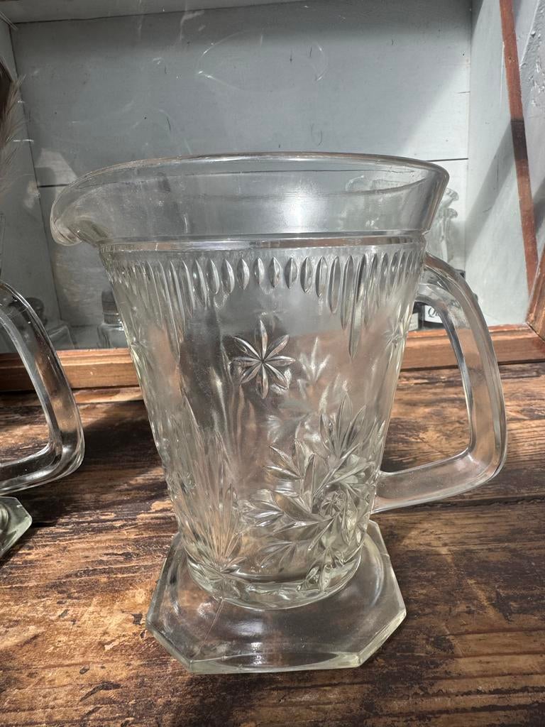 Oude glazen kan met patroon, Antiek en Kunst, Antiek | Glas en Kristal, Ophalen of Verzenden