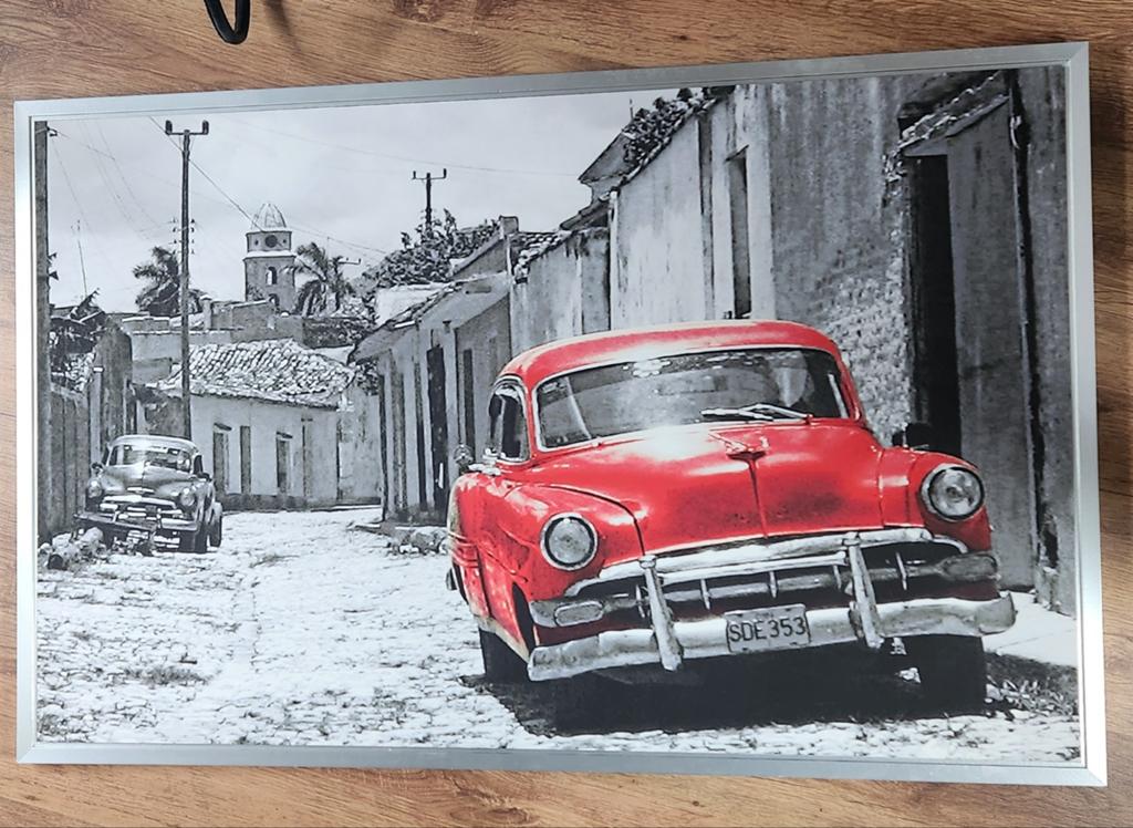 Canvas schilderij in aluminium lijst 115 x 75cm cuba cuban, Ophalen of Verzenden, Zo goed als nieuw, Schilderij, 100 tot 125 cm