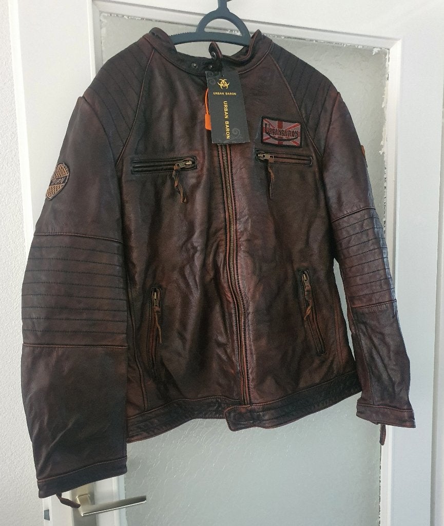 Bruine Urban Baron Leren Motorjack / Bikerstijl maat: 3XL, Ophalen of Verzenden, Nieuw met kaartje, Heren, Jas | leer