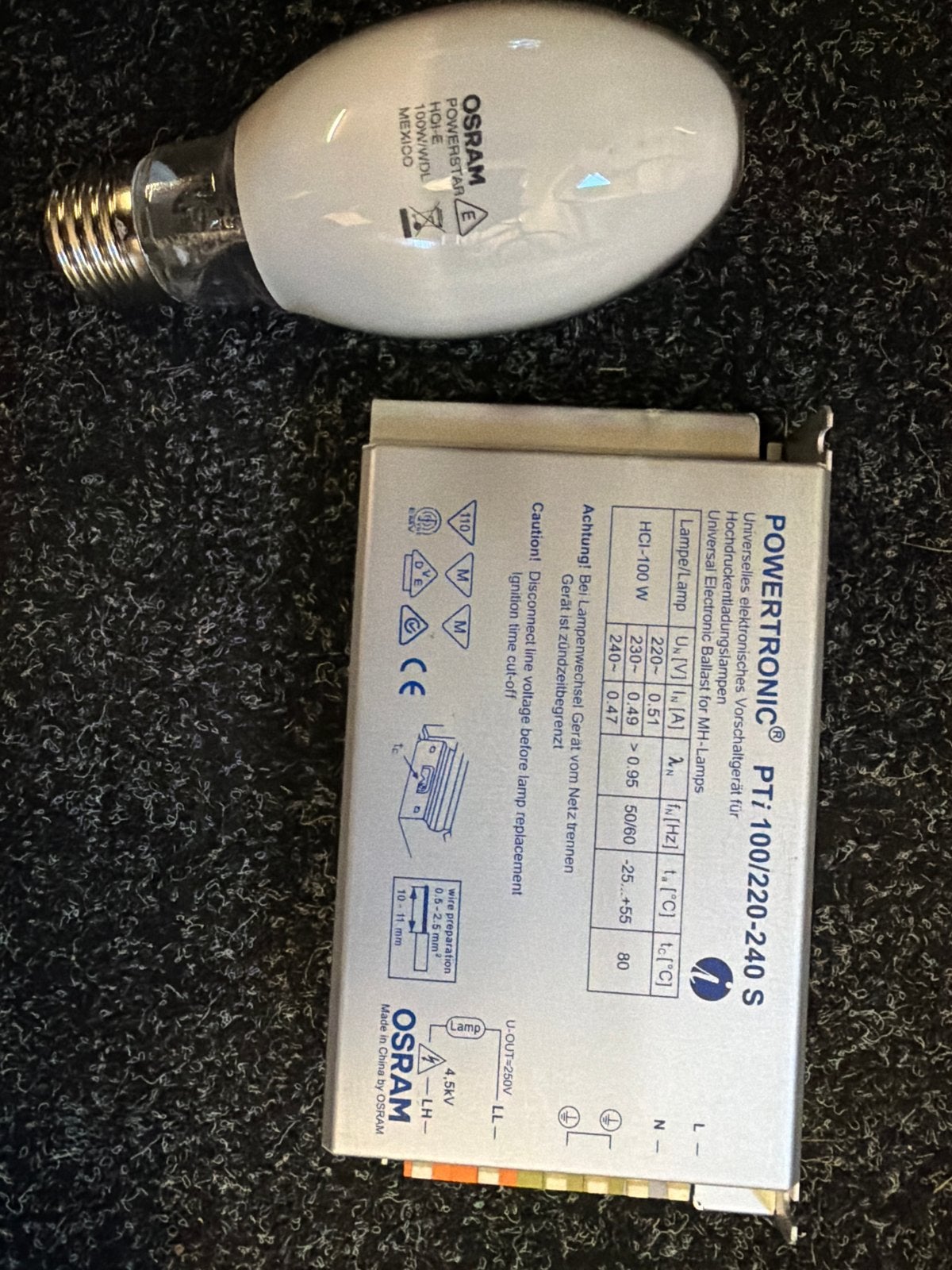 OSRAM POWERSTAR HQI-E 100W/WDL lamp met POWERTronic PTi 100, Gasontladingslamp, Osram, 60 watt of meer, Nieuw