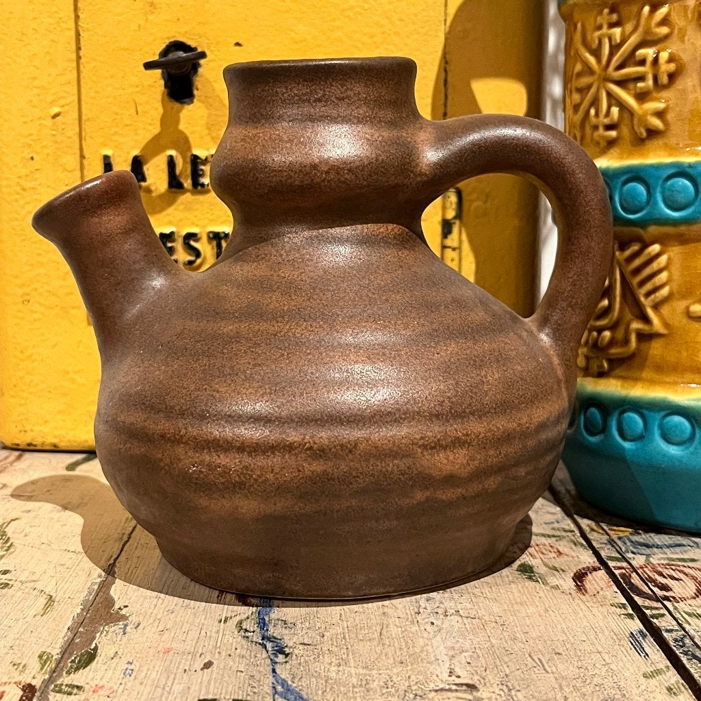 Jopeko vaas/kan - bruin keramiek - 14,5 cm west germany,, Antiek en Kunst, Ophalen of Verzenden