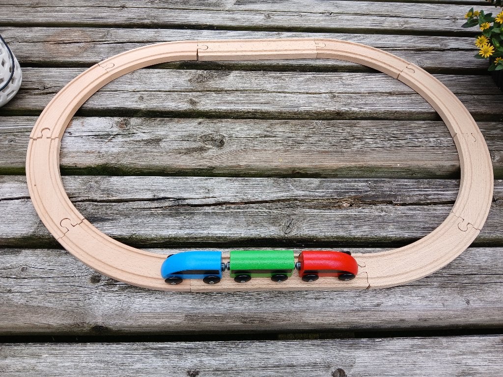 Houten trein incl rails., Kinderen en Baby's, Speelgoed | Houten speelgoed, Ophalen, Zo goed als nieuw