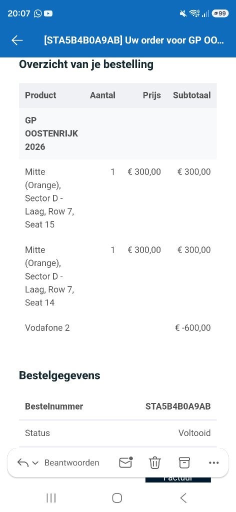 Max Verstappen tickets Oostenrijk, Twee personen, Overige soorten