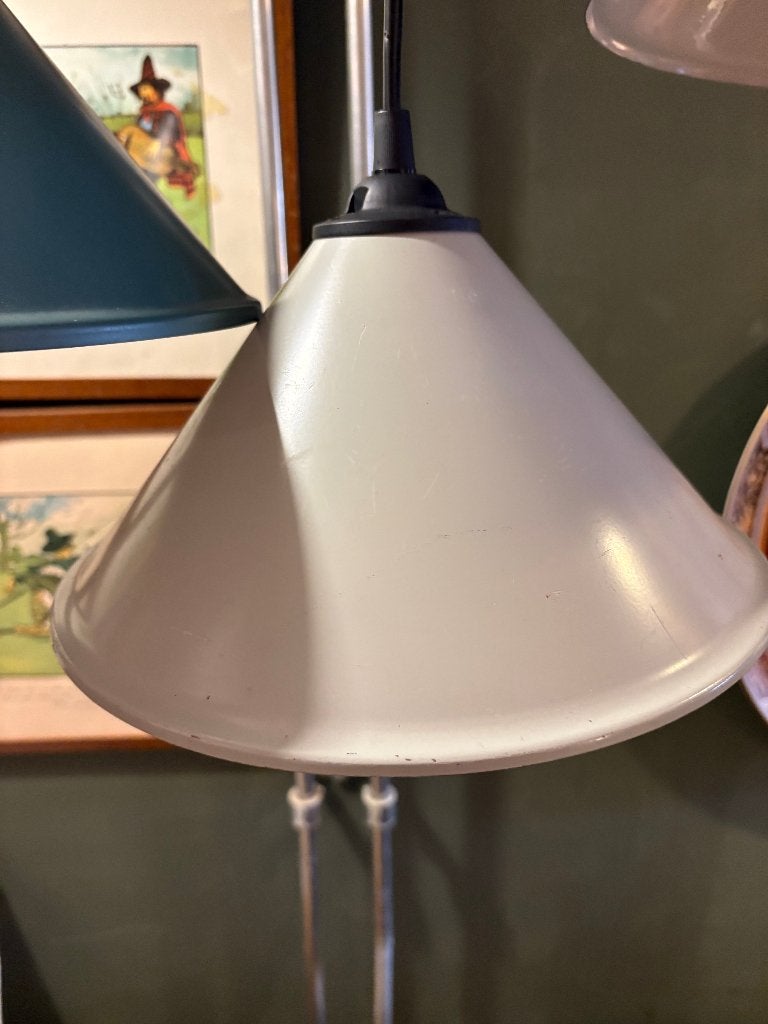 Vintage Hanglampje met Beige/Grijs Kap.Gebruiks Klaar.!!, Antiek en Kunst, Ophalen of Verzenden