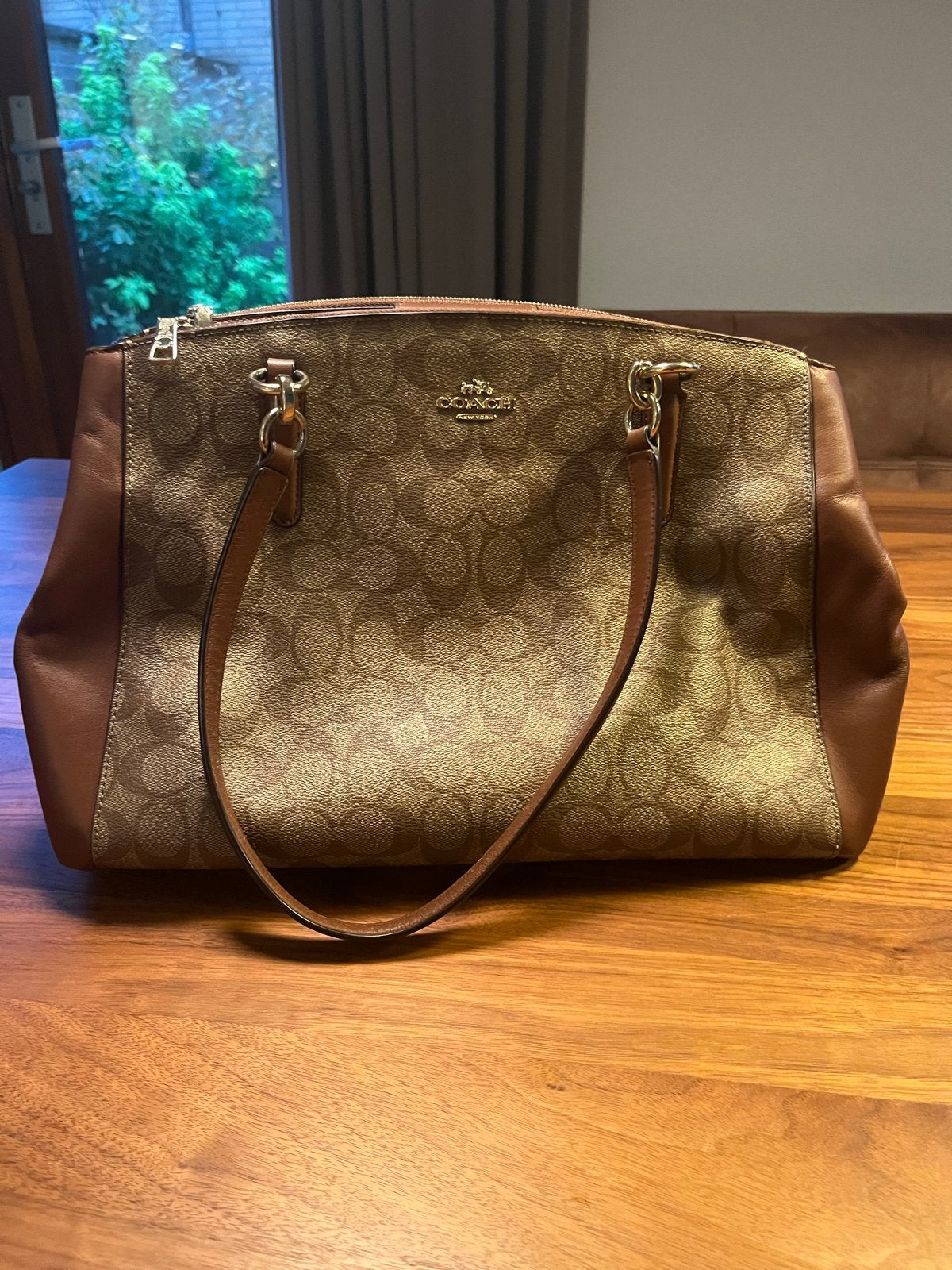 Coach Handtas met Monogram Patroon - Bruin, Ophalen of Verzenden, Zo goed als nieuw, Bruin, Handtas