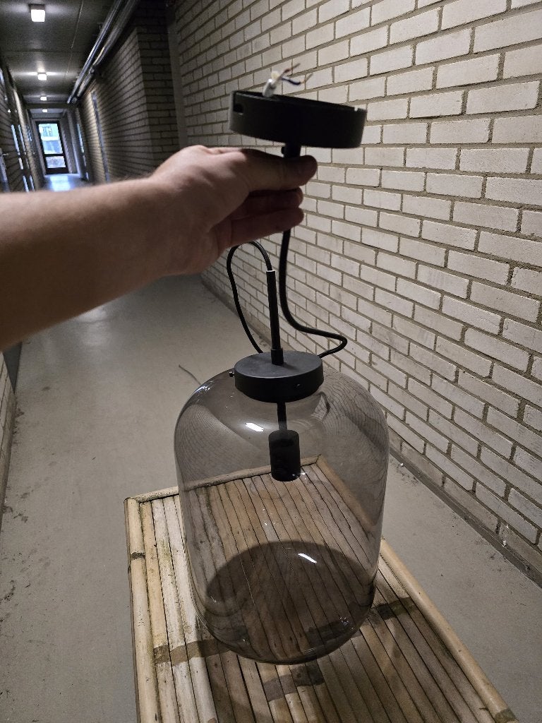 Rookglas lamp, Ophalen, Zo goed als nieuw, Glas, E27 (groot)