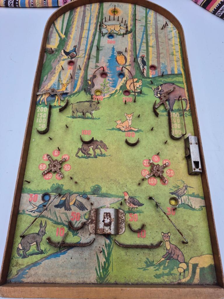 Vintage Bagatel / Flipperkast Jaren '50-'60 met Bosdieren, Ophalen of Verzenden, Gebruikt