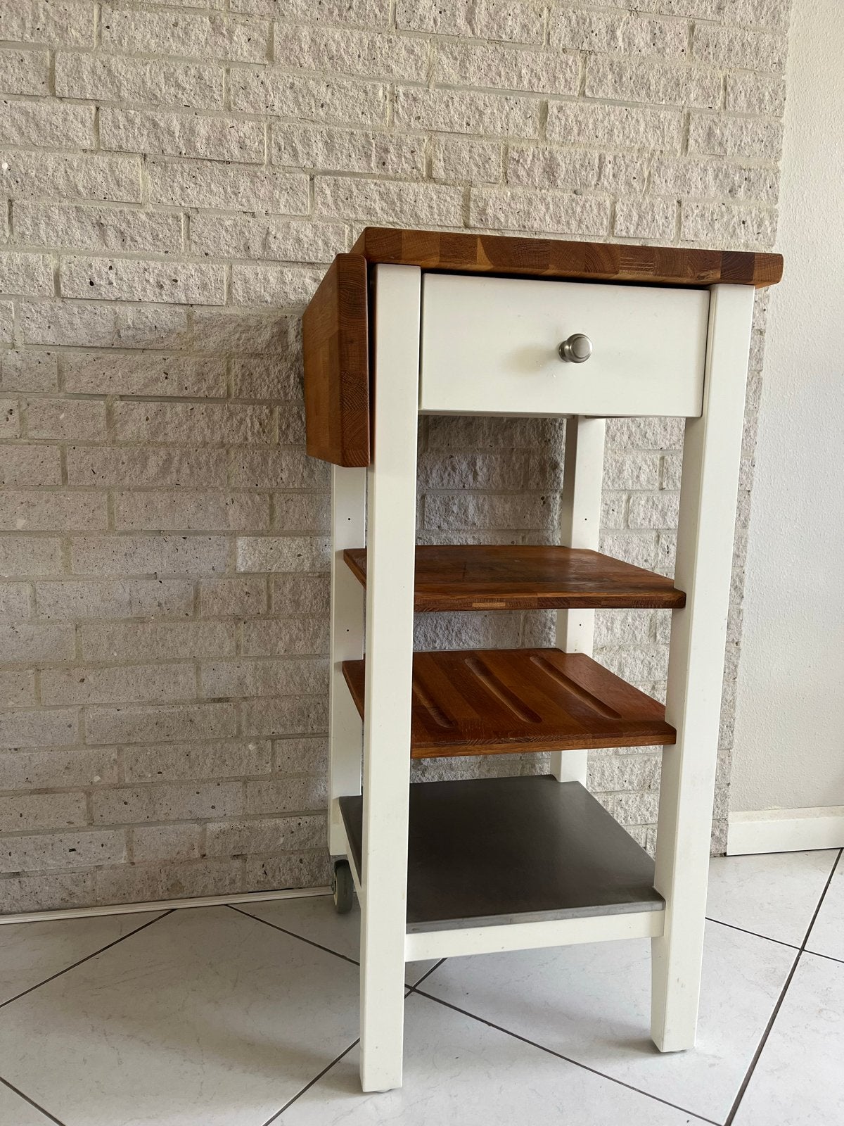 Houten Keukentrolley met Uitschuifbaar Werkblad, Huis en Inrichting, Ophalen, Gebruikt, Hout, Keukentrolley