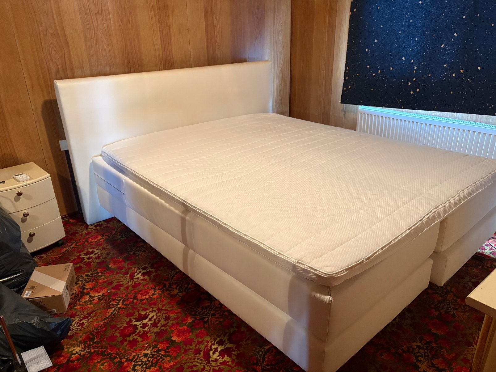 Wit leren bed, Ophalen, Gebruikt, Leer wit, Wit