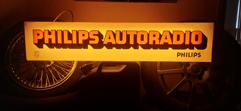 Vintage Philips Autoradio Lichtbak Reclame - Werkend, Ophalen, Gebruikt