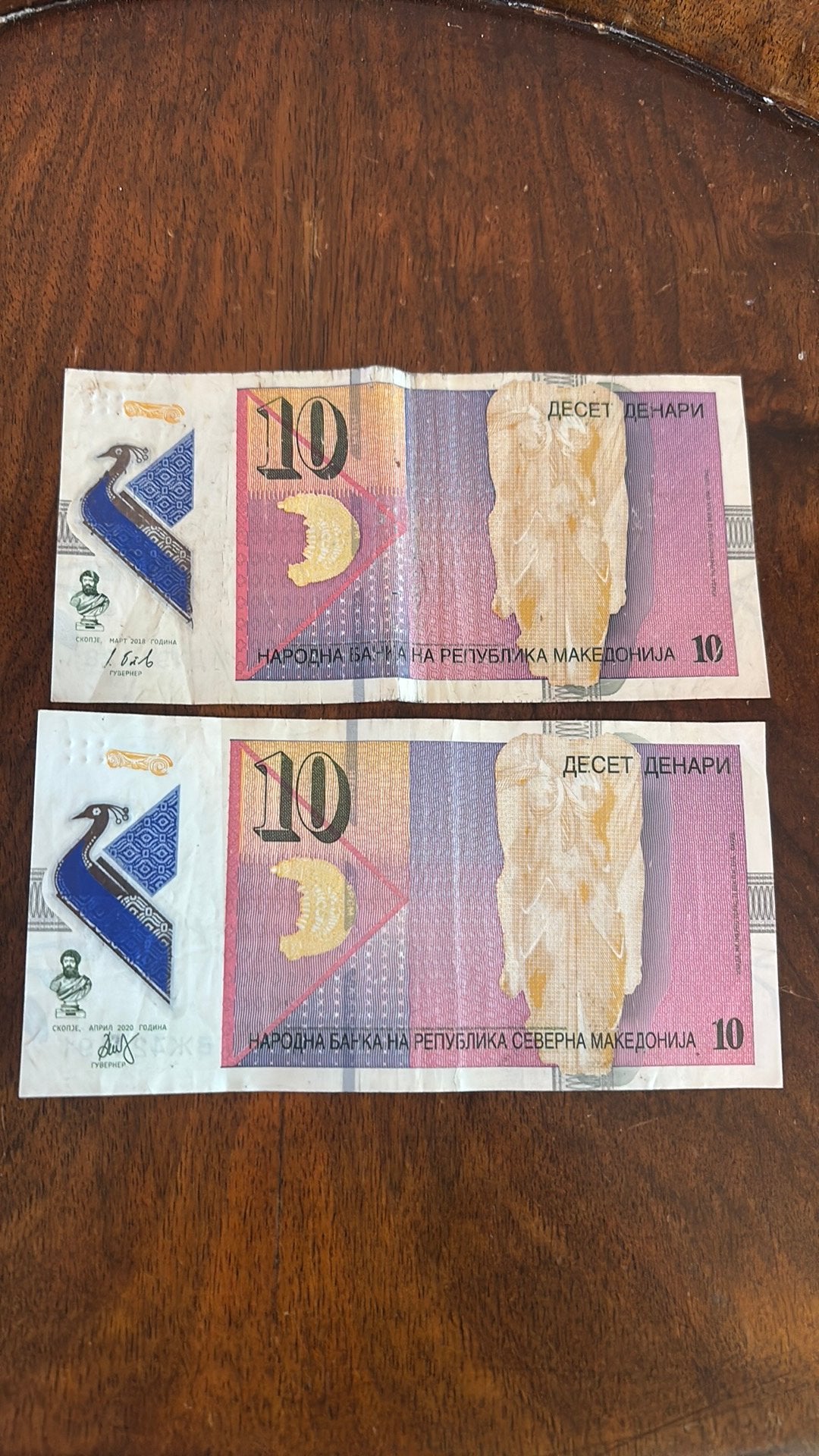 2x 10 denara Macedonië, Ophalen of Verzenden, Overige landen