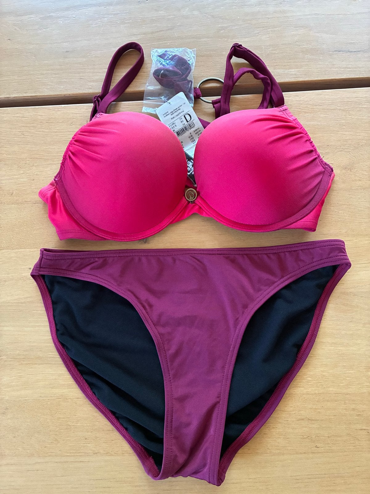 Nieuwe Hunkemöller Bikini 75D Golden Rings Roze Maat 38, Ophalen of Verzenden, Nieuw, Roze, Bikini