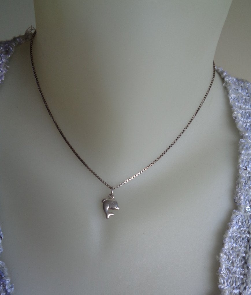 zilveren ketting met dolfijn hanger [817], Met hanger, Verzenden, Zo goed als nieuw, Zilver
