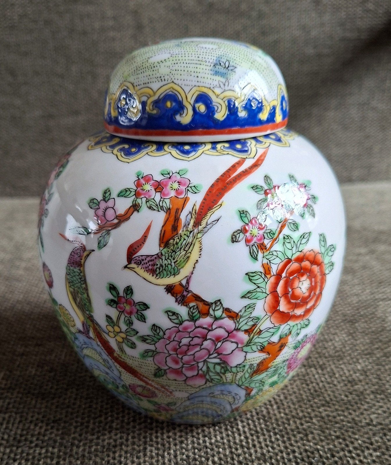 Prachtige Chinese gemberpot met vogel- en bloemmotief, Antiek en Kunst, Ophalen of Verzenden