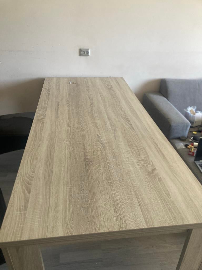 Lichtgrijze eettafel - snel ophalen!, Gebruikt, 100 tot 150 cm, Vier personen, Rechthoekig