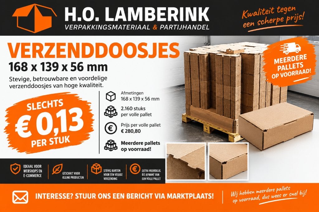 VERZENDDOOSJES 168 x 139 x 56 MM – SLECHTS € 0,13 PER STUK!, Ophalen, Doos, 100 cm of meer, Minder dan 40 cm