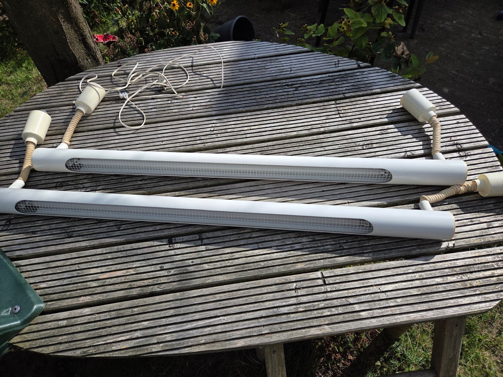 Retro TL-lampen op hoogte verstelbaar, 2 stuks, 120 cm, Wit, Overige merken, Gebruikt, E27 (groot)