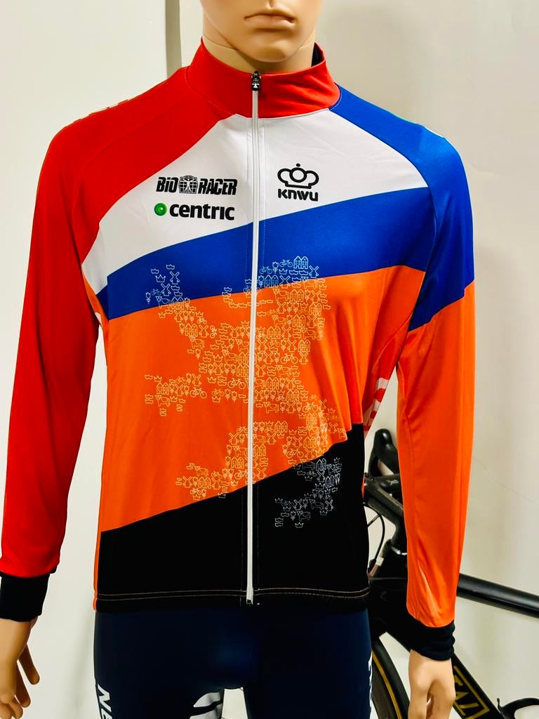 Wielrenkleding wielrenjasje fietsjas KNWU Bioracer maat L, Fietsen en Brommers, Fietsaccessoires | Fietskleding, Heren, Ophalen of Verzenden
