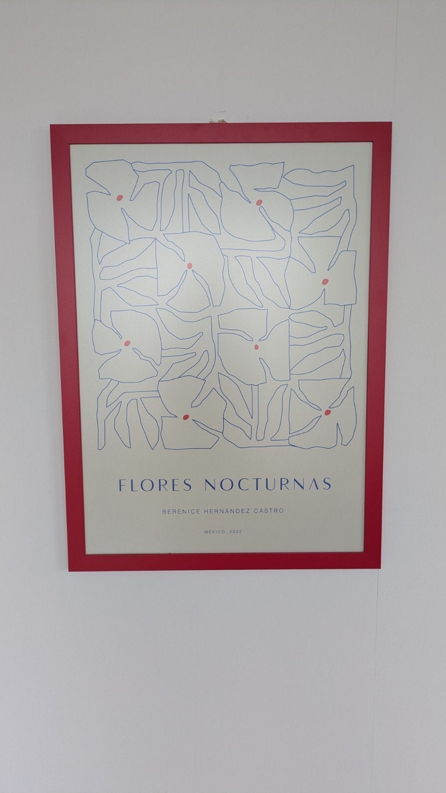 Flores Nocturnas Poster in Rode Lijst 75x55cm, Ophalen, 50 – 75, Minder dan 50 cm, Oorspronkelijke maker