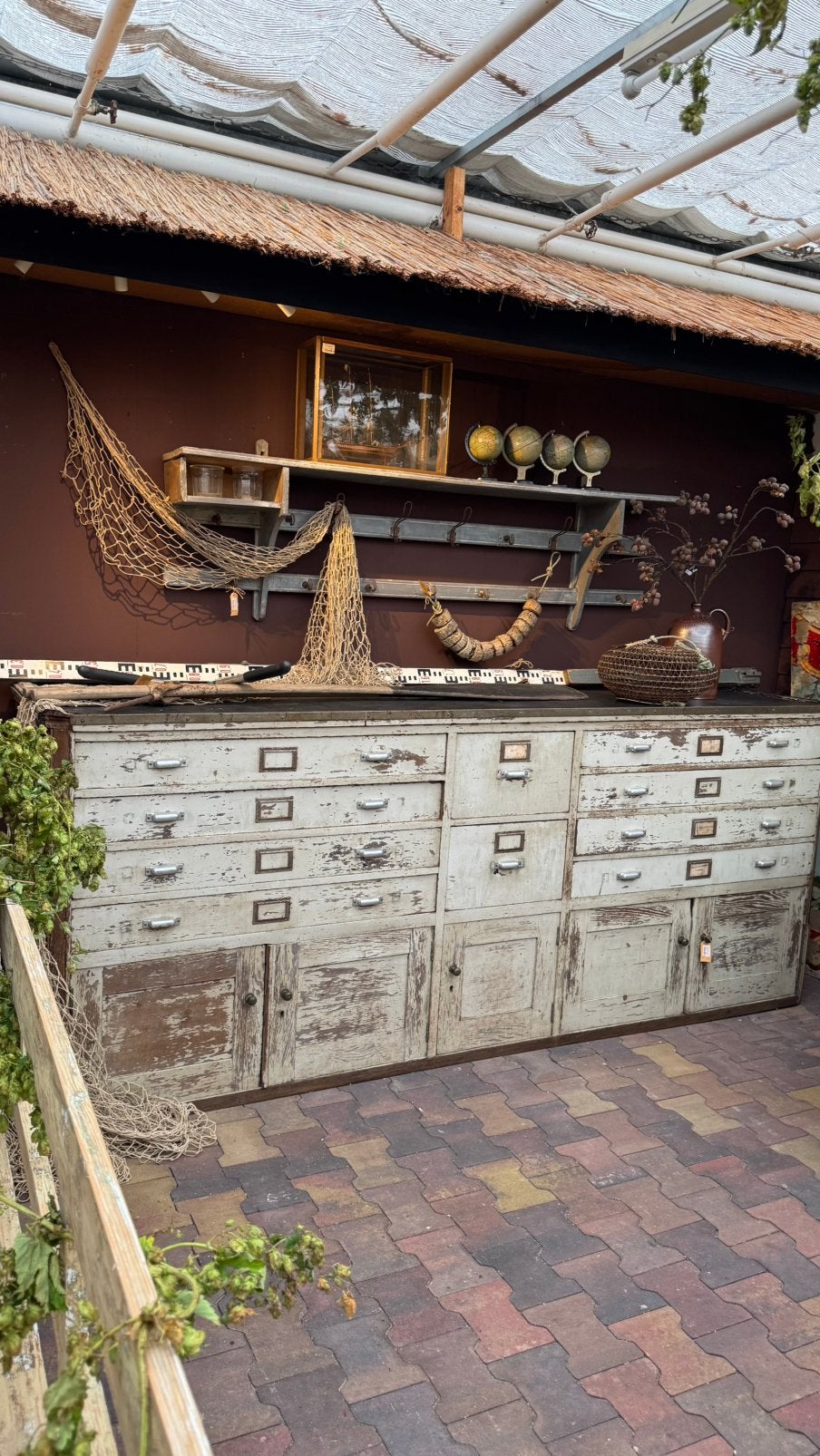 🍂SALE🍂Dressoir, ladekast, 2.66 b, 111 h, oud-wit, patine,