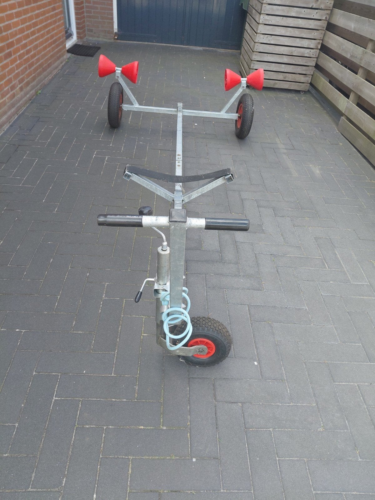 Handtrailer voor rubberboot met trompetrollen, Ophalen, Gebruikt, Overige typen, Motorboot