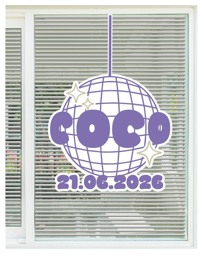 Gepersonaliseerde Disco Bal Raamsticker - Coco Feest, Ophalen of Verzenden, Nieuw