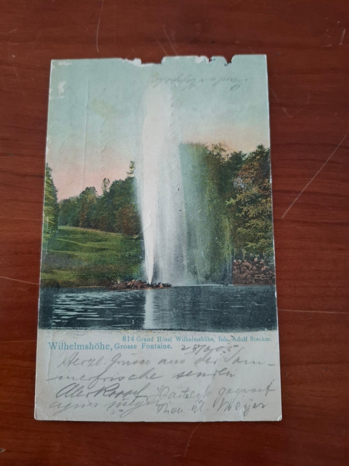 Oude ansichtkaart Wilhelmshöhe, Grosse Fontaine, 1905, Ophalen of Verzenden, Voor 1920, Gelopen, Duitsland